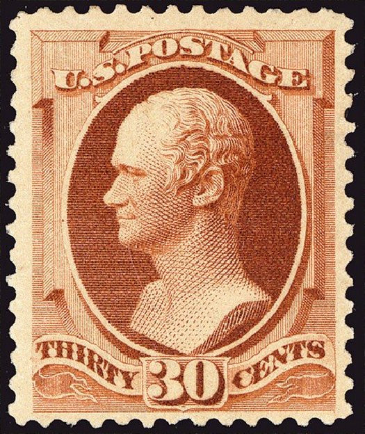 US Stamps Values Scott Cat. 217: 1883 30c Hamilton. Spink Shreves Galleries, Jan 2014, Sale 146, Lot 290