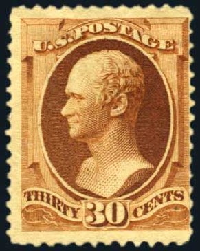 US Stamp Price Scott Catalog #217 - 1883 30c Hamilton. Harmer-Schau Auction Galleries, Oct 2008, Sale 79, Lot 121