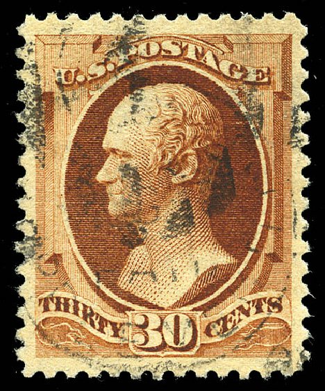 US Stamps Price Scott Catalog 217: 30c 1883 Hamilton. Matthew Bennett International, May 2014, Sale 350, Lot 324