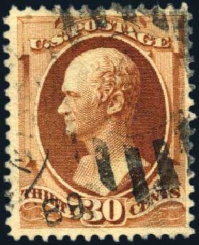Cost of US Stamps Scott Cat. 217: 30c 1883 Hamilton. Harmer-Schau Auction Galleries, Mar 2011, Sale 89, Lot 214