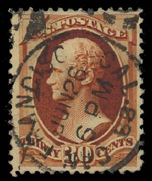 US Stamps Prices Scott Catalogue #217: 30c 1883 Hamilton. Daniel Kelleher Auctions, Jul 2011, Sale 625, Lot 795