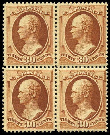 Costs of US Stamps Scott Cat. 217: 1883 30c Hamilton. Matthew Bennett International, Mar 2011, Sale 337, Lot 2652