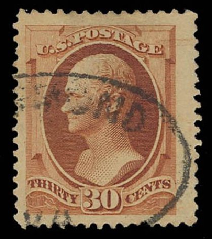 Price of US Stamps Scott Catalogue 217: 30c 1883 Hamilton. Daniel Kelleher Auctions, Oct 2011, Sale 626, Lot 202