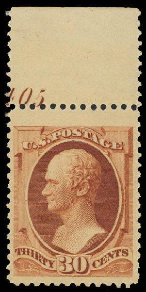 US Stamp Value Scott Catalog 217: 30c 1883 Hamilton. Daniel Kelleher Auctions, Jun 2012, Sale 630, Lot 1453
