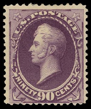 Cost of US Stamp Scott Catalogue 218: 1883 90c Perry. Daniel Kelleher Auctions, Aug 2012, Sale 631, Lot 877
