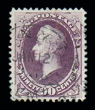 US Stamp Price Scott 218: 90c 1883 Perry. Matthew Bennett International, Dec 2007, Sale 325, Lot 1688