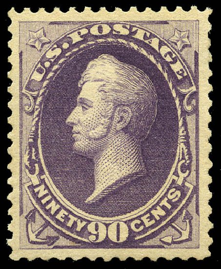 US Stamps Values Scott Catalog #218: 90c 1883 Perry. Matthew Bennett International, May 2014, Sale 350, Lot 325