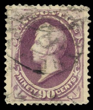 Value of US Stamp Scott Catalogue # 218: 90c 1883 Perry. Daniel Kelleher Auctions, Sep 2014, Sale 655, Lot 302