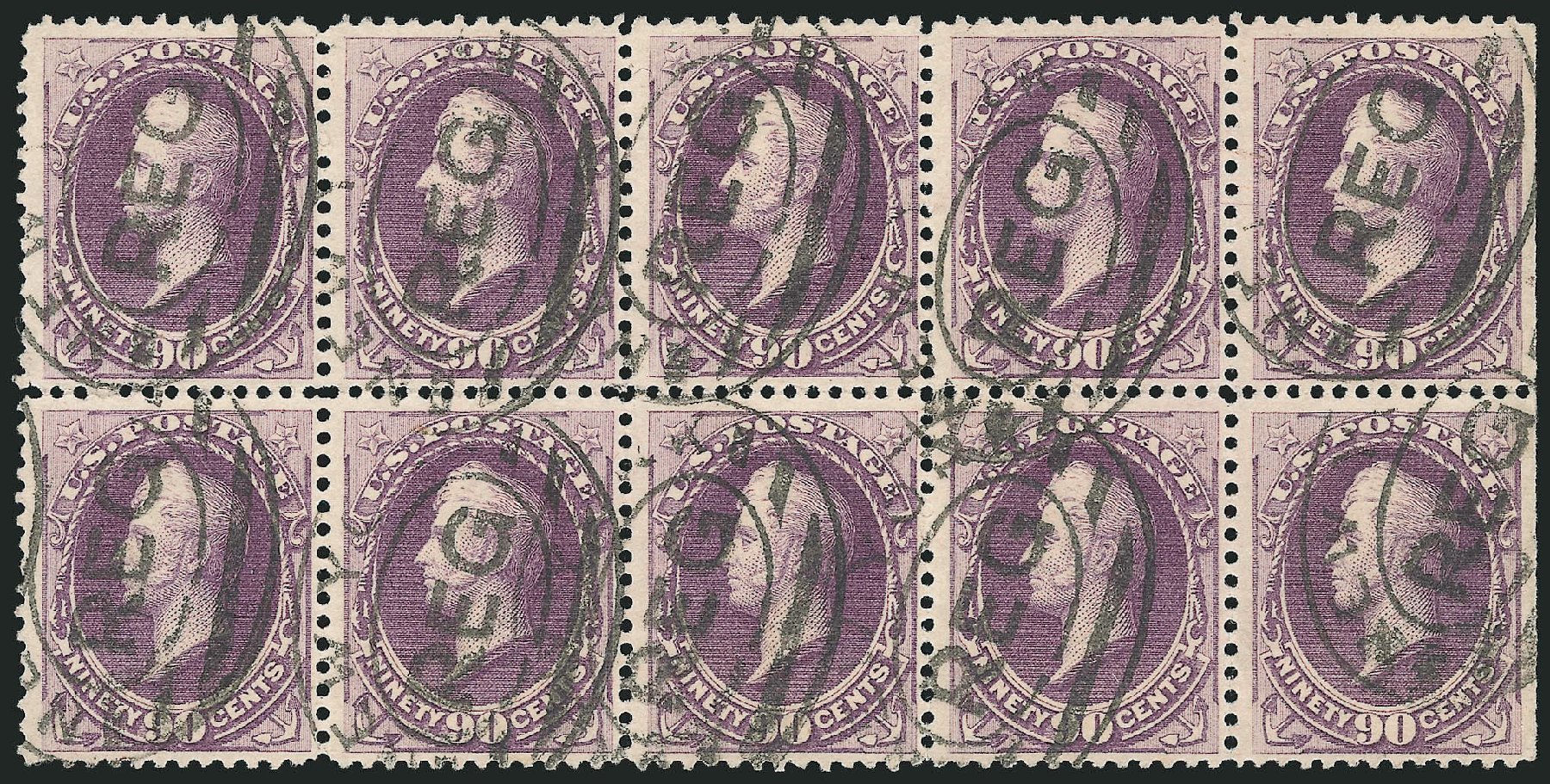 US Stamps Value Scott Cat. # 218 - 90c 1883 Perry. Robert Siegel Auction Galleries, Nov 2014, Sale 1084, Lot 3492