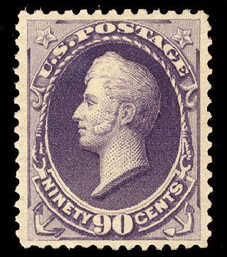 US Stamps Values Scott Cat. 218 - 1883 90c Perry. Cherrystone Auctions, Apr 2010, Sale 201004, Lot 193