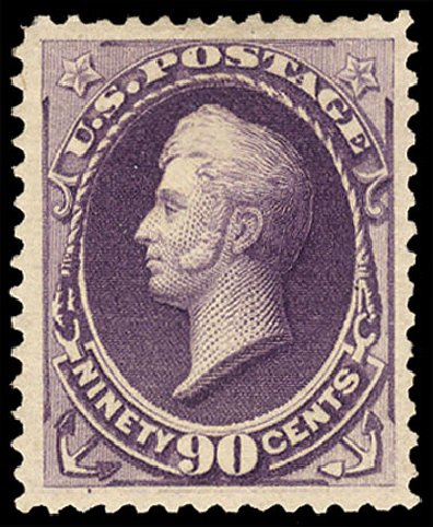 US Stamp Values Scott Catalogue #218 - 90c 1883 Perry. Cherrystone Auctions, Jan 2009, Sale 200901, Lot 156