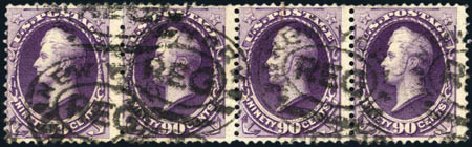 Prices of US Stamp Scott Catalogue 218 - 1883 90c Perry. Harmer-Schau Auction Galleries, Mar 2011, Sale 89, Lot 216