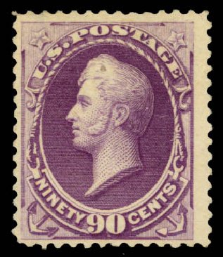 US Stamp Values Scott # 218 - 90c 1883 Perry. Daniel Kelleher Auctions, Jan 2015, Sale 663, Lot 1436