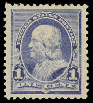 Values of US Stamps Scott Catalogue #219: 1c 1890 Franklin. Daniel Kelleher Auctions, Jul 2011, Sale 625, Lot 797