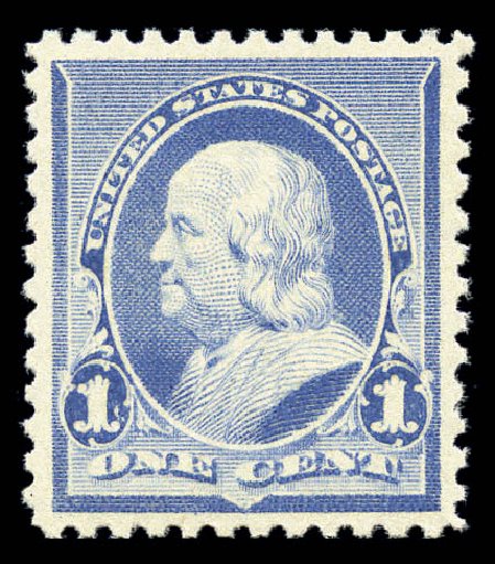 US Stamp Values Scott Catalogue 219: 1c 1890 Franklin. Matthew Bennett International, Sep 2010, Sale 331, Lot 561