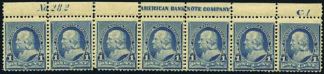 US Stamp Price Scott Cat. 219 - 1c 1890 Franklin. Harmer-Schau Auction Galleries, May 2012, Sale 93, Lot 291