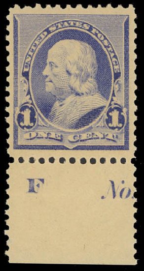 US Stamps Price Scott Cat. 219 - 1890 1c Franklin. Daniel Kelleher Auctions, Oct 2012, Sale 632, Lot 1101