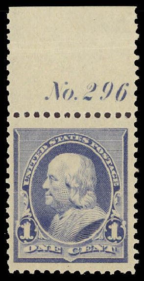 US Stamp Values Scott 219 - 1890 1c Franklin. Daniel Kelleher Auctions, Aug 2012, Sale 631, Lot 882