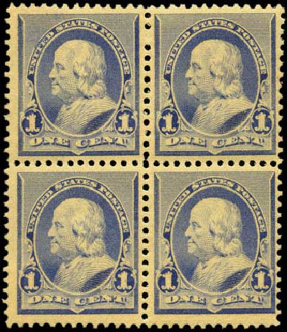 US Stamp Prices Scott Catalog 219: 1c 1890 Franklin. Harmer-Schau Auction Galleries, Feb 2012, Sale 92, Lot 983
