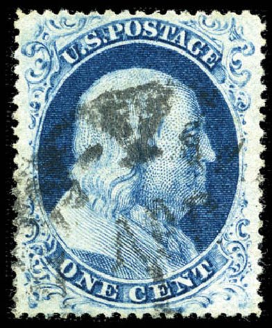 US Stamps Value Scott #22: 1857 1c Franklin. Matthew Bennett International, Feb 2012, Sale 340, Lot 108