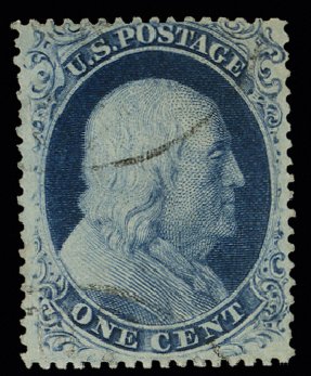 Values of US Stamps Scott Cat. #22: 1857 1c Franklin. H.R. Harmer, May 2014, Sale 3005, Lot 1048