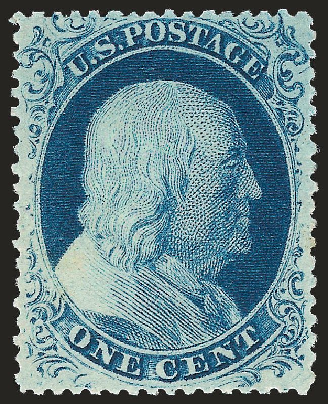 US Stamps Values Scott Catalog # 22: 1857 1c Franklin. Robert Siegel Auction Galleries, Jan 2009, Sale 968, Lot 28