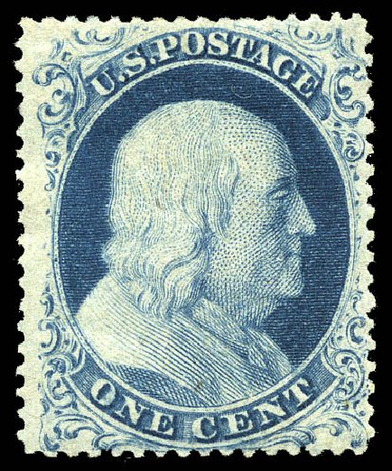 Costs of US Stamp Scott Catalogue 22 - 1857 1c Franklin. Matthew Bennett International, May 2014, Sale 350, Lot 49