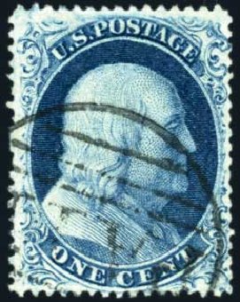 Costs of US Stamps Scott Catalog 22 - 1857 1c Franklin. Harmer-Schau Auction Galleries, Oct 2009, Sale 83, Lot 320