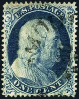 Value of US Stamps Scott Catalog #22 - 1c 1857 Franklin. Harmer-Schau Auction Galleries, Jan 2013, Sale 96, Lot 420