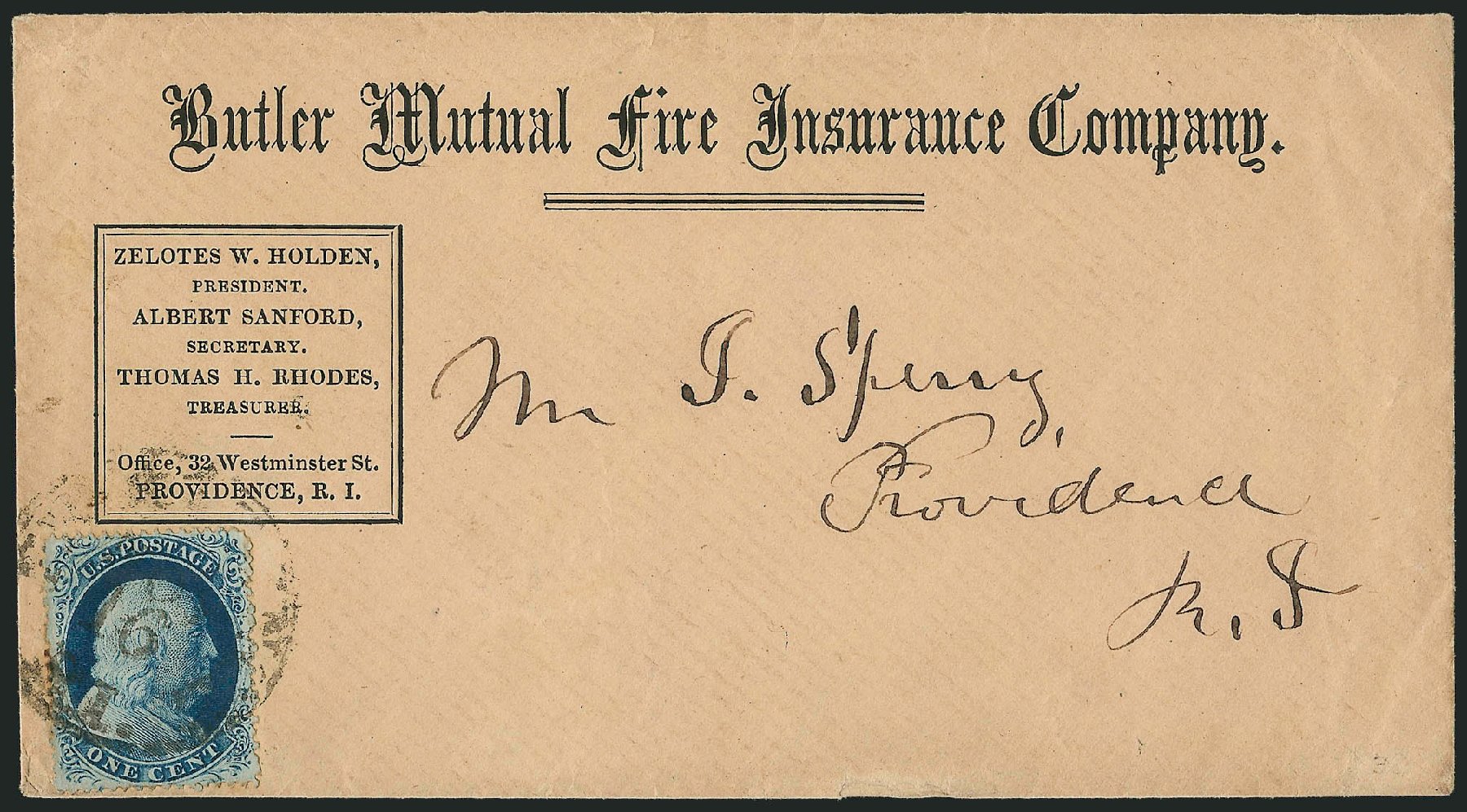 Cost of US Stamp Scott Catalogue 22: 1857 1c Franklin. Robert Siegel Auction Galleries, Mar 2011, Sale 1006, Lot 1200