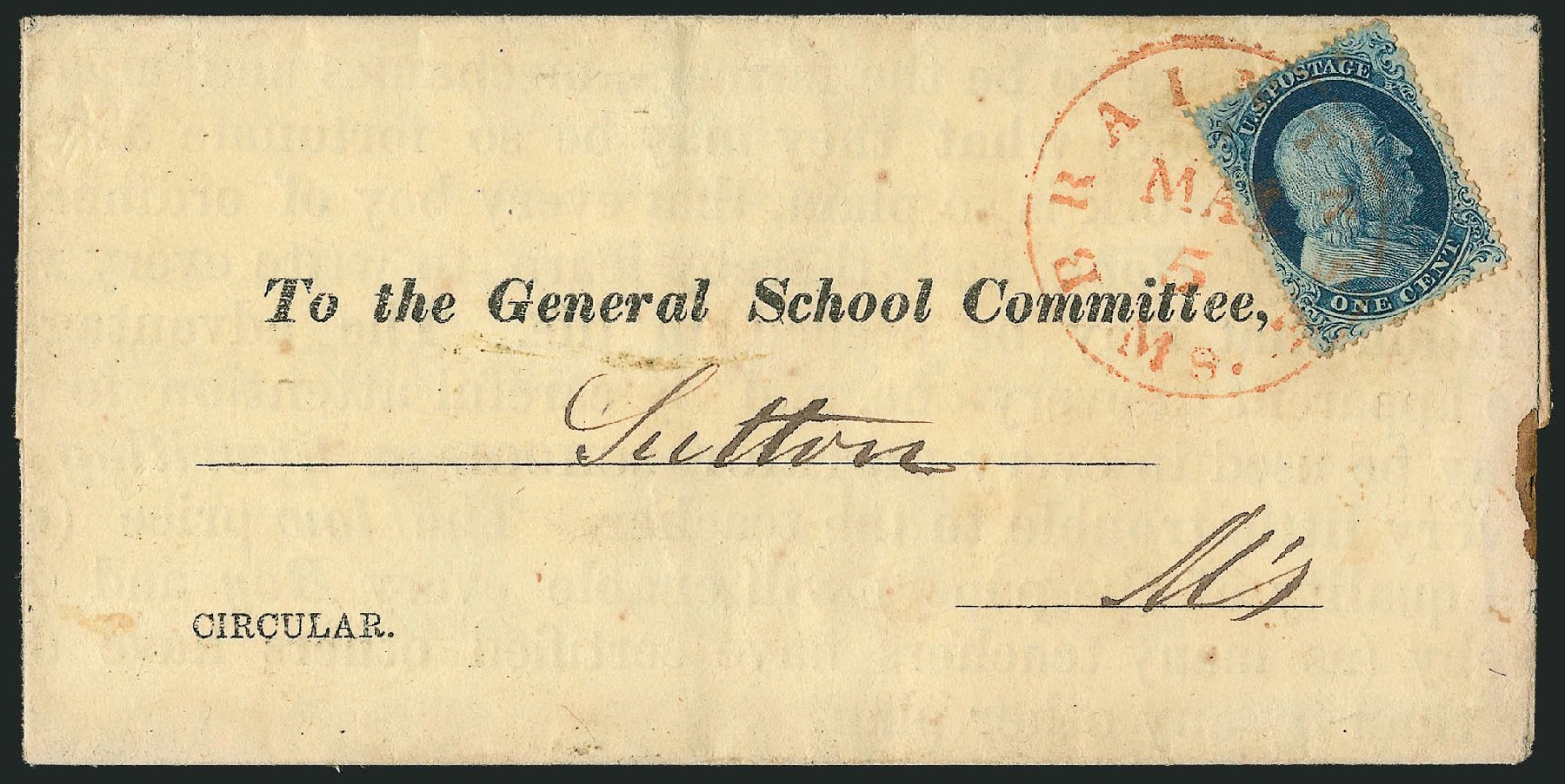 Cost of US Stamp Scott Catalog # 22: 1857 1c Franklin. Robert Siegel Auction Galleries, Mar 2011, Sale 1006, Lot 1201