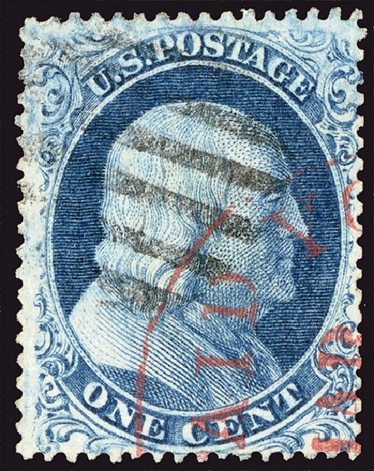 Value of US Stamp Scott #22: 1857 1c Franklin. Spink Shreves Galleries, Jan 2014, Sale 146, Lot 171