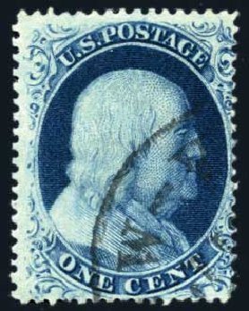 Value of US Stamp Scott Catalogue 22 - 1c 1857 Franklin. Harmer-Schau Auction Galleries, Aug 2011, Sale 90, Lot 1134