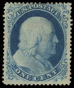 US Stamp Price Scott Catalogue 22 - 1857 1c Franklin. Daniel Kelleher Auctions, Jul 2011, Sale 625, Lot 684