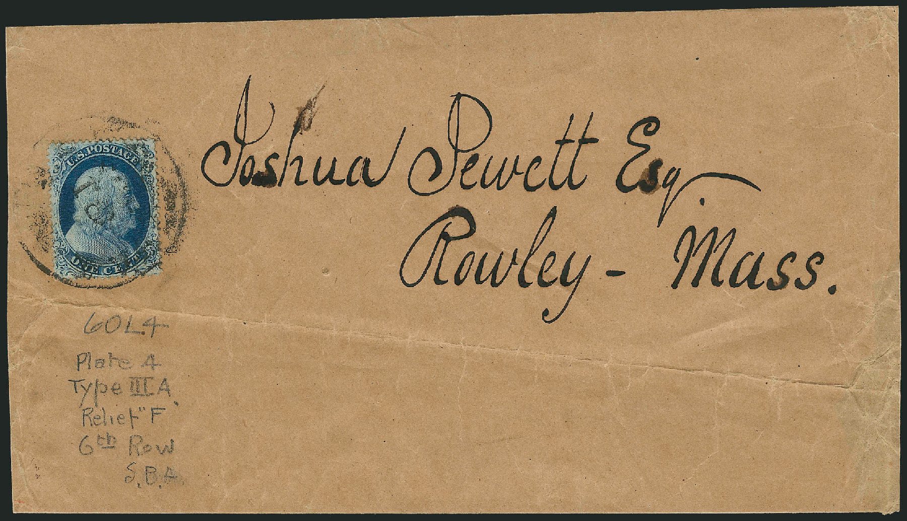 US Stamp Price Scott Catalogue # 22 - 1c 1857 Franklin. Robert Siegel Auction Galleries, Mar 2011, Sale 1006, Lot 1204