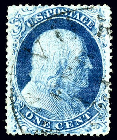 US Stamps Prices Scott Cat. 22: 1857 1c Franklin. Matthew Bennett International, Dec 2008, Sale 330, Lot 1435