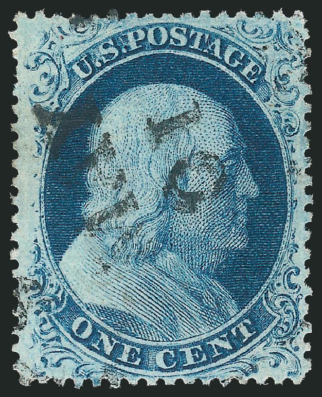 US Stamps Values Scott 22: 1857 1c Franklin. Robert Siegel Auction Galleries, Jun 2011, Sale 1011, Lot 413