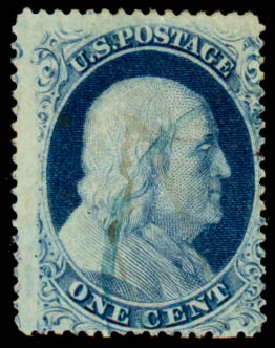 Cost of US Stamps Scott # 22 - 1c 1857 Franklin. Daniel Kelleher Auctions, Sep 2013, Sale 639, Lot 356