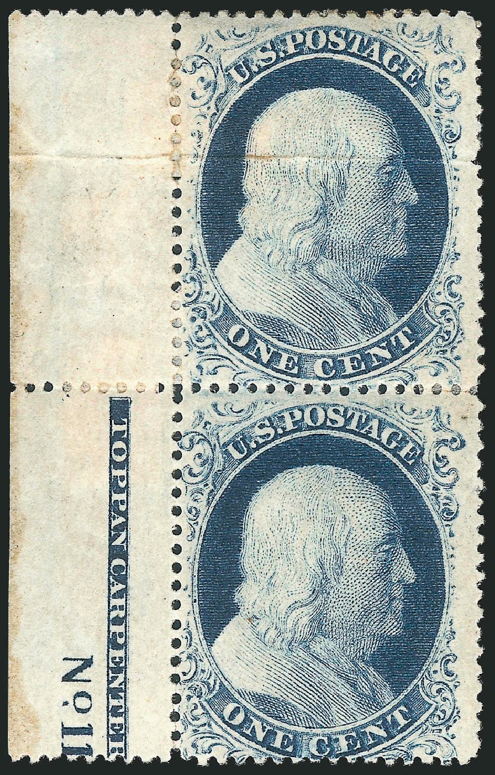 Cost of US Stamps Scott Catalogue #22 - 1c 1857 Franklin. Robert Siegel Auction Galleries, Mar 2011, Sale 1006, Lot 1416