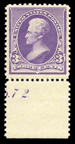 US Stamp Price Scott Catalogue 221: 1890 3c Jackson. Matthew Bennett International, Sep 2010, Sale 333, Lot 3617