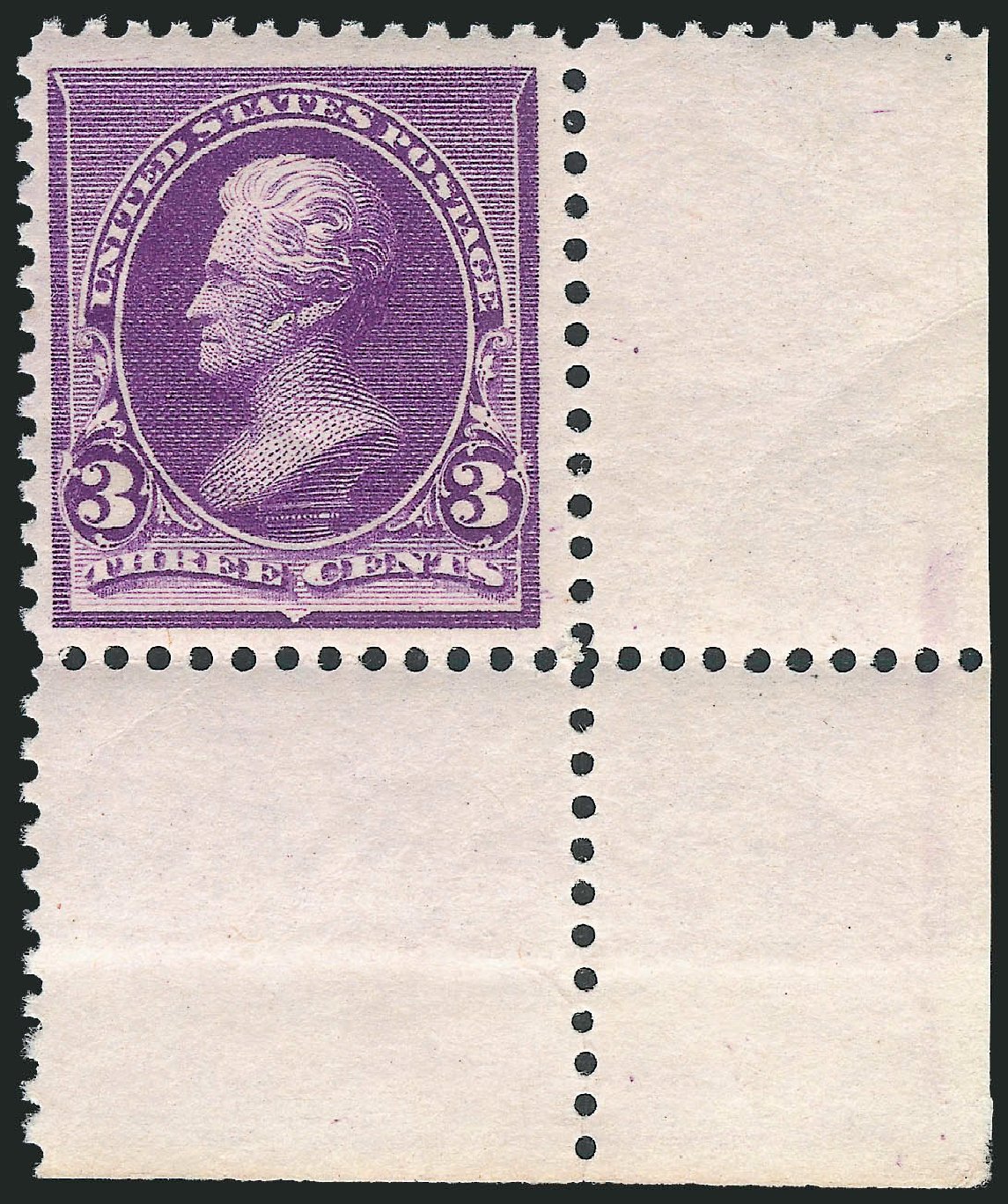 Value of US Stamp Scott Catalogue #221: 1890 3c Jackson. Robert Siegel Auction Galleries, Dec 2011, Sale 1017, Lot 599