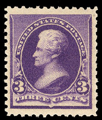 US Stamp Values Scott Catalog 221: 1890 3c Jackson. Cherrystone Auctions, Mar 2009, Sale 200903, Lot 160