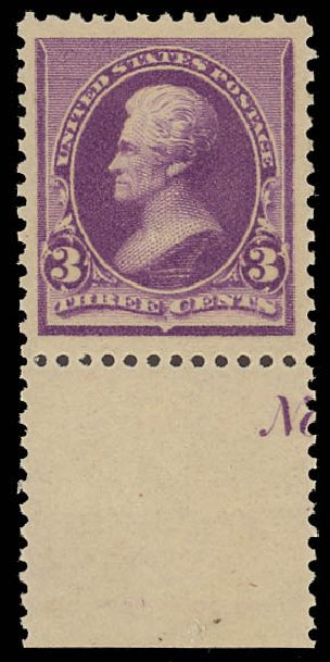 US Stamp Values Scott Cat. #221: 3c 1890 Jackson. Daniel Kelleher Auctions, Jun 2012, Sale 630, Lot 1470