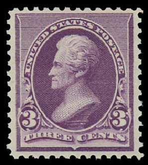 US Stamp Value Scott Catalogue #221 - 3c 1890 Jackson. Daniel Kelleher Auctions, Jun 2012, Sale 630, Lot 1472
