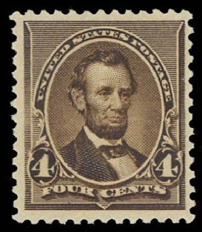 US Stamps Price Scott #222: 1890 4c Lincoln. Daniel Kelleher Auctions, Oct 2011, Sale 626, Lot 207