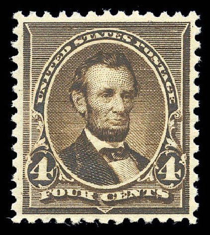 Value of US Stamps Scott 222 - 4c 1890 Lincoln. Matthew Bennett International, Sep 2010, Sale 333, Lot 3619