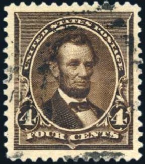 US Stamp Value Scott Cat. # 222: 1890 4c Lincoln. Harmer-Schau Auction Galleries, Mar 2011, Sale 89, Lot 219