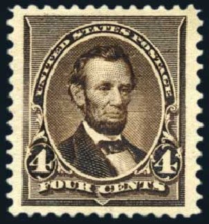 Price of US Stamps Scott Catalog 222 - 1890 4c Lincoln. Harmer-Schau Auction Galleries, Jun 2008, Sale 78, Lot 1400