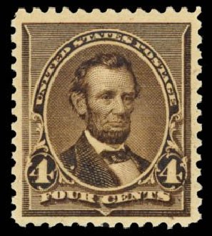US Stamp Price Scott # 222 - 4c 1890 Lincoln. Daniel Kelleher Auctions, May 2014, Sale 652, Lot 330