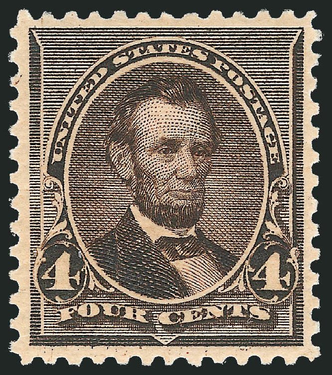 Value of US Stamp Scott Catalogue # 222 - 1890 4c Lincoln. Robert Siegel Auction Galleries, Dec 2011, Sale 1017, Lot 600
